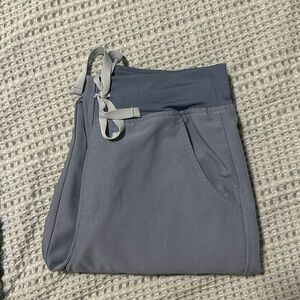 XS Zamora High Waister Jogger Scrub Bottoms, blue.